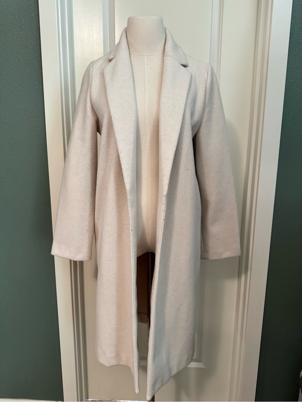 Zara Cream Open-Front Longline Coat